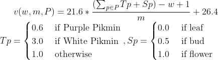 A formula describing the speed at which Pikmin carry objects in Pikmin 2. Credits go to muratsubo and APerson13 for figuring it out. LaTeX formula: