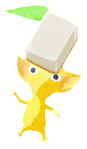 Lifelog artwork of a Yellow Special Decor Pikmin with Mahjong Tile decor from Pikmin Bloom.