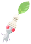Lifelog artwork of a White Special Decor Pikmin with Chess Piece decor from Pikmin Bloom.