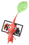Lifelog artwork of a Red Special Decor Pikmin with Flower Card decor from Pikmin Bloom.