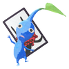 Lifelog artwork of a Blue Special Decor Pikmin with Flower Card decor from Pikmin Bloom.