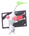 Lifelog artwork of a White Special Decor Pikmin with Flower Card decor from Pikmin Bloom.