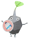 Lifelog artwork of a Rock Special Decor Pikmin with Winter Sticker decor from Pikmin Bloom.