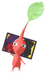 Lifelog artwork of a Red Special Decor Pikmin with Flower Card decor from Pikmin Bloom.