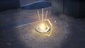 An electricity generator base in Pikmin 4 starting to emit electricity.