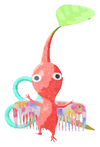 Lifelog artwork of a Red Hair Salon Decor Pikmin with Scissors (Rare) decor from Pikmin Bloom.