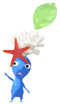 Lifelog artwork of a Blue Special Decor Pikmin with Coral decor from Pikmin Bloom.