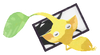 Lifelog artwork of a Yellow Special Decor Pikmin with Flower Card decor from Pikmin Bloom.