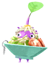 Lifelog artwork of a Purple Ramen Restaurant Decor Pikmin with Ramen Keychain decor from Pikmin Bloom.