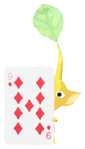 Lifelog artwork of a Yellow Special Decor Pikmin with Playing Card decor from Pikmin Bloom.